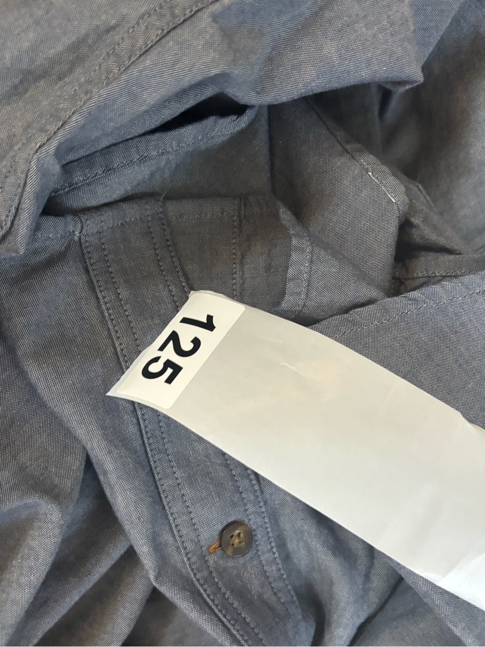 Carhartt Mens XL Loose Fit Blue Chambray Work Shirt Button Up Long Sleeve - Picture 9 of 9